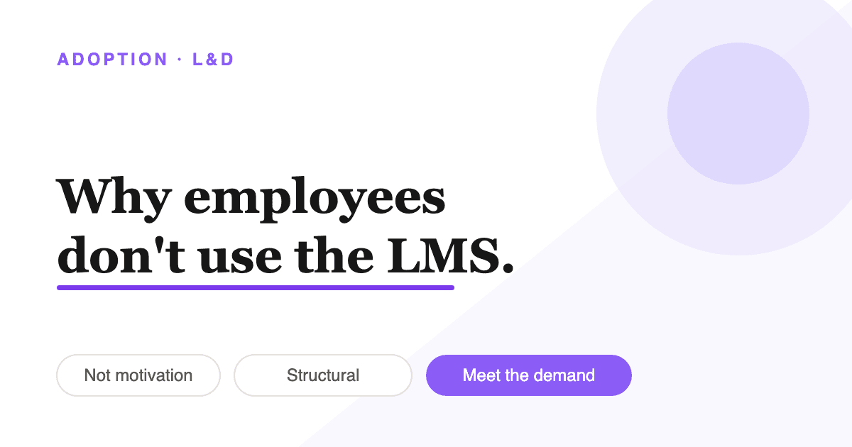 Illustration of an employee bypassing the corporate LMS portal to learn from YouTube and chat tools in the flow of work